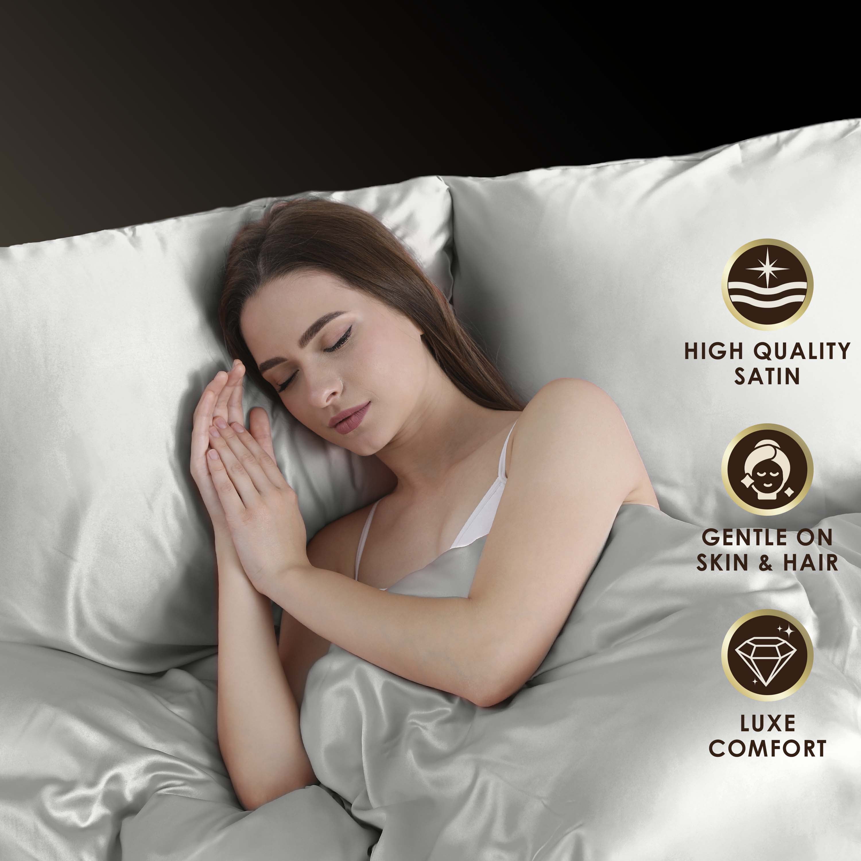 Martex Elegance 4-Piece Full Satin Sheet Set | Silky Smooth | Great for Hair & Skin | White