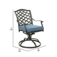 thumbnail image 5 of 37 Inch Wynn Patio Swivel Dining Chair, Cushioned Seat, Blue - Saltoro Sherpi, 5 of 5