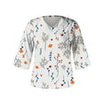 thumbnail image 4 of LEAVINGSUO Long Blouses for Women Women's Fashion V-Neck Three Quarter 3/4Sleeve T Shirt AutumnBlouse Tops Sweatshirt, 4 of 5
