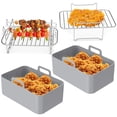 thumbnail image 1 of Jetcloud 8Pcs Accessoires de Friteuse à Air Chaud Ensemble avec 2 Pot en Silicone et 1 Double Couche Rack 4 Brochettes Réutilisables à la Vapeur Poignée de Doublure en Acier Inoxydable, 1 of 10