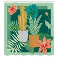thumbnail image 3 of Succulent Shower Curtain, Hibiscus Blooms in Cacti Pots with Botanical Aloe Leaves Floral Urban Art Deco, Fabric Bathroom Set with Hooks, 69W X 84L Inches Extra Long, Multicolor, by Ambesonne, 3 of 3