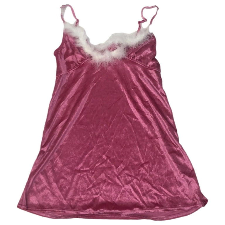 Womens Pink Santa Baby Fur Chemise Nightie Nightgown Night Gown Lingerie  Teddy M - Walmart.com