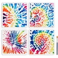 thumbnail image 2 of 4pcs Tie Dye Stencil Graffiti Stencils Tie-Dye Painting Stencils with Paint Brush Reusable DIY Drawing Template, 2 of 9