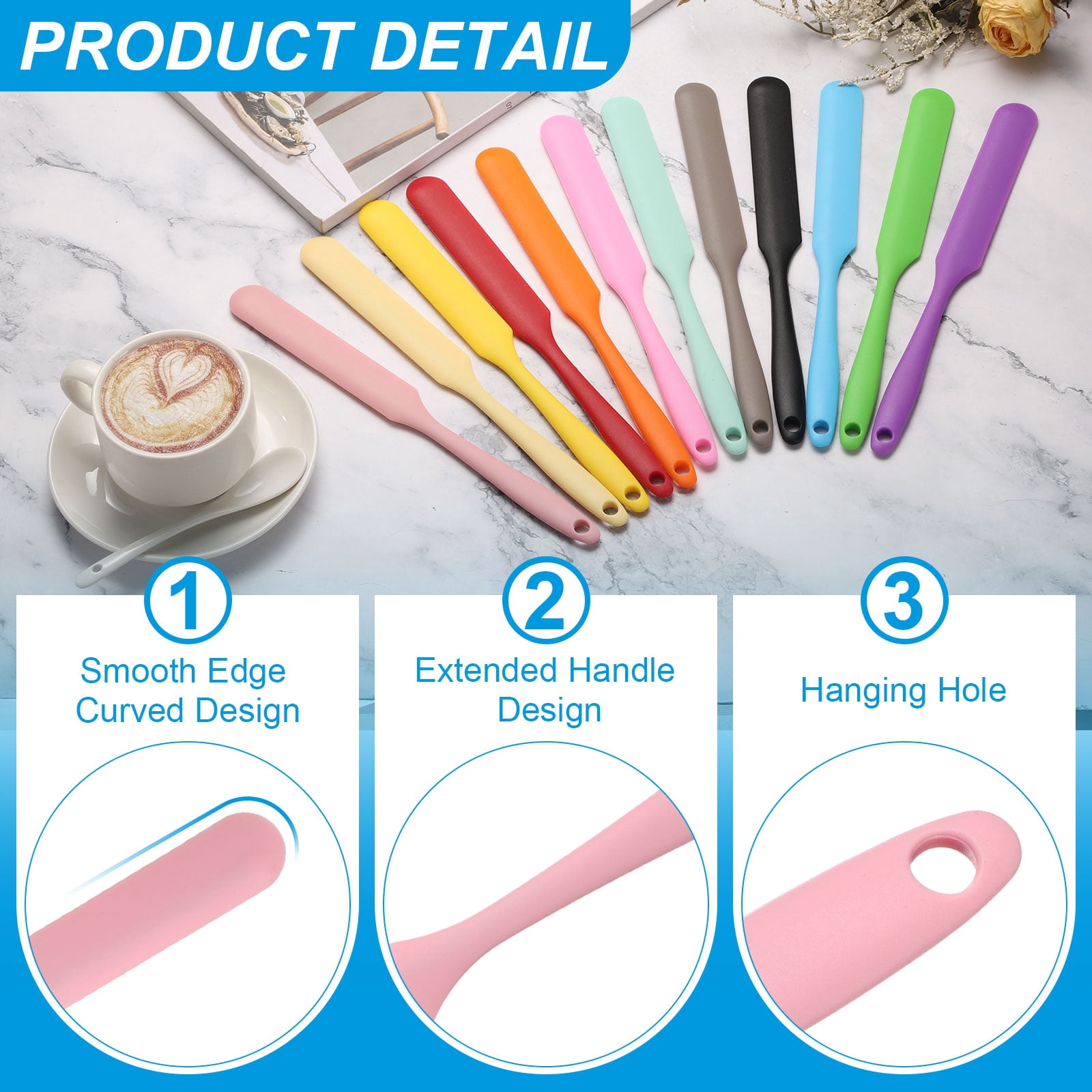 Unique Bargains 4pcs Silicone Jar Spatula Heat Resistant Non-Stick Scraper Light Pink