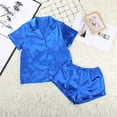 thumbnail image 2 of Womens Silk Pajamas 2 Pcs Womens Button Down Pajama Sets with Shorts Loungewear Sets Woman Womens Pajamas, 2 of 8