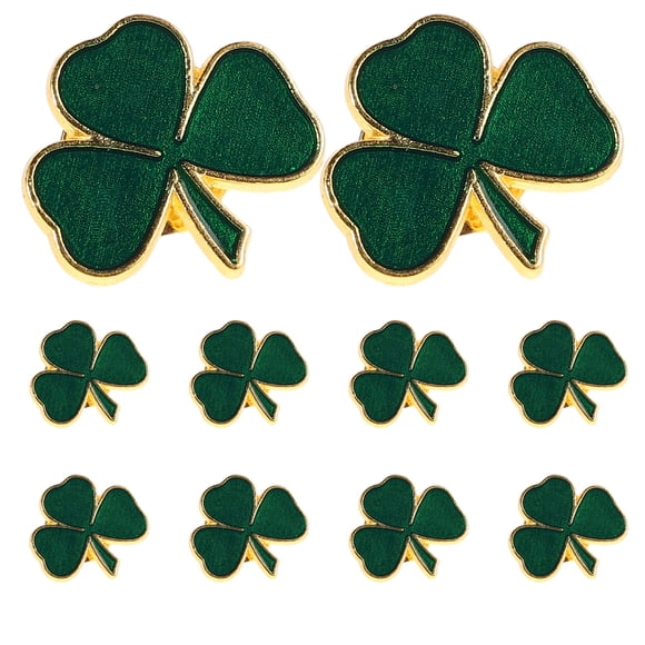 ColoMX 10pcs accesorios del día de San Patricio Broche verde broche Pin de buena suerte Decoraciones del festival irlandés para zapatos de ropa Suministros de fiestas