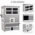 thumbnail image 3 of PawHut 3-Story Cat House with Raised Floor, Escape Doors, Gray, 3 of 9