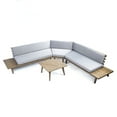 thumbnail image 6 of Noble House Burton Indoor Minimalist 4 Piece Sectional Sofa Set, Grey, 6 of 13