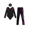 thumbnail image 4 of Miutii Big Girls' Ballet Dance Bodysuit Matching Hair Scrunchies Figure Skating Leggings Set Gymnastics Leotard Hot Pink 6, 4 of 7