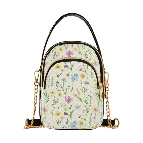 joogoo Women Flowers Summer Floral Chain Crossbody Bags Shoulder Handbag Phone Purse