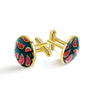 Watermelon Men's Cufflink Set for Business Attire Made of Stainless Steel Ideal for Formal Occasions