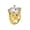 Gold White, variant on Gothic Openwork Carved Four Prong Statement Ring, Large Oval CZ Stone Gold Plated Stainless Steel Men’s Biker Signet Band