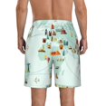 thumbnail image 3 of KLL World Travel Map Men's Casual Summer Beach Shorts Hawaiian Shorts with Pockets-Medium, 3 of 5