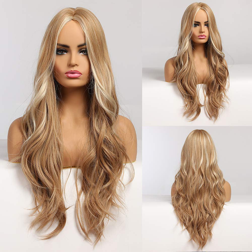 Andongnywell Blonde Short Wave Wig with Bangs Natural Looking Heat Resistant Full Wig for Daily Party Cosplay Halloween 