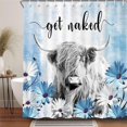 thumbnail image 3 of Western Cow Shower Curtain, Blue Daisy Floral Flowers and Butterfly on Country Wooden Shower Curtain for Bathroom, Funny Farmhouse Grey Highland Cow Bathroom Accessories, 3 of 6