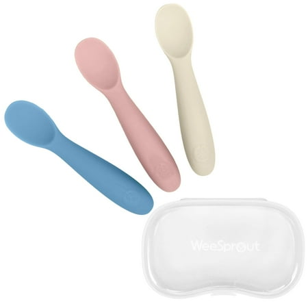 WeeSprout Baby Spoons for Self Feeding, Soft & Durable Silicone for Sensitive Gums & Teeth