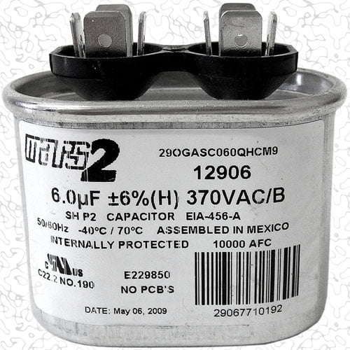 Mars 12006 Motor Run Capacitors 6 MFD 370V OVAL