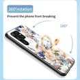 thumbnail image 4 of SaniMore for Samsung Galaxy S23 Ultra Case, 31 Diamonds Glass Vehicle Magnetic Support Flexible TPU Flower Pattern Cover with 360° Rotatable Ring Kickstand Shockproof Protective Shell, Purple Flower, 4 of 11