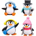 thumbnail image 1 of Paquete de 4 figuras de pingüinos de resina de invierno de Navidad, Kit de adornos en miniatura de Navidad, Mini adornos de resina de Micro paisaje de Navidad ZefeiWu 8390613057419, 1 of 1