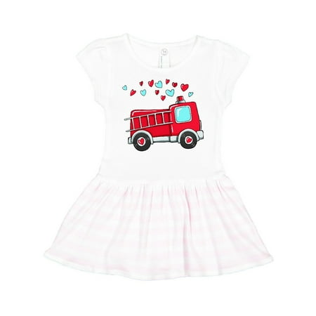 

Inktastic Valentine Fire Truck with Hearts Gift Toddler Girl Dress