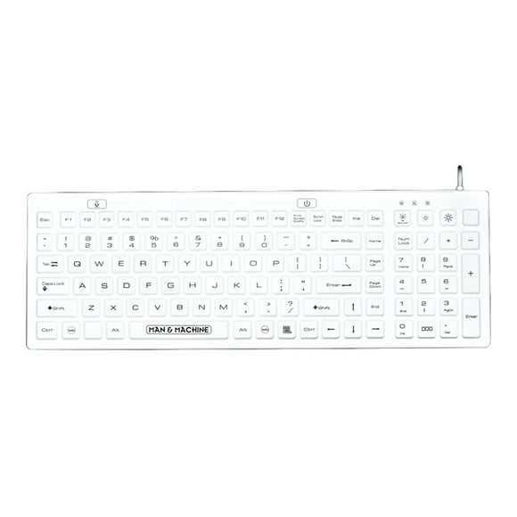 Man & Machine D Cool - Keyboard - washable - backlit - USB - QWERTY - US - white
