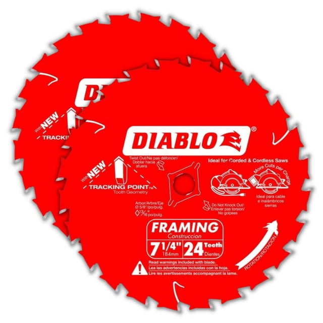 Hojas de sierra circular Diablo Tracking Point, 7-1/4 pulgadas, 24 toneladas, 2 unidades