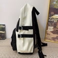 thumbnail image 2 of Mesh Pockets Front Backpack, Color Contrast Laptop Rucksack, Preppy Style Travel Schoolbag, 2 of 4