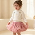 thumbnail image 6 of ROHUUQUE Toddler Girl Knit Sweater Cute Bow Pearl Long Sleeve Crewneck Christmas Pullover Back to School Clothes 2-9 Years White, 6 of 9