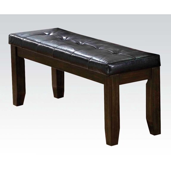 Simple Relax Casual 48"L Dining Bench With Black Pu 2-Seater Seating In Espresso Finish