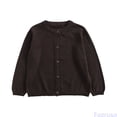 thumbnail image 2 of Fozruso Girls' Uniforms Cardigan Long Sleeve Knit Crew Neck Button Down School Kids Student Sweater,Brown, 2 of 4