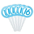 thumbnail image 1 of Birthday Blue Dots 16 Cupcake Picks Toppers - Set of 6, 1 of 1