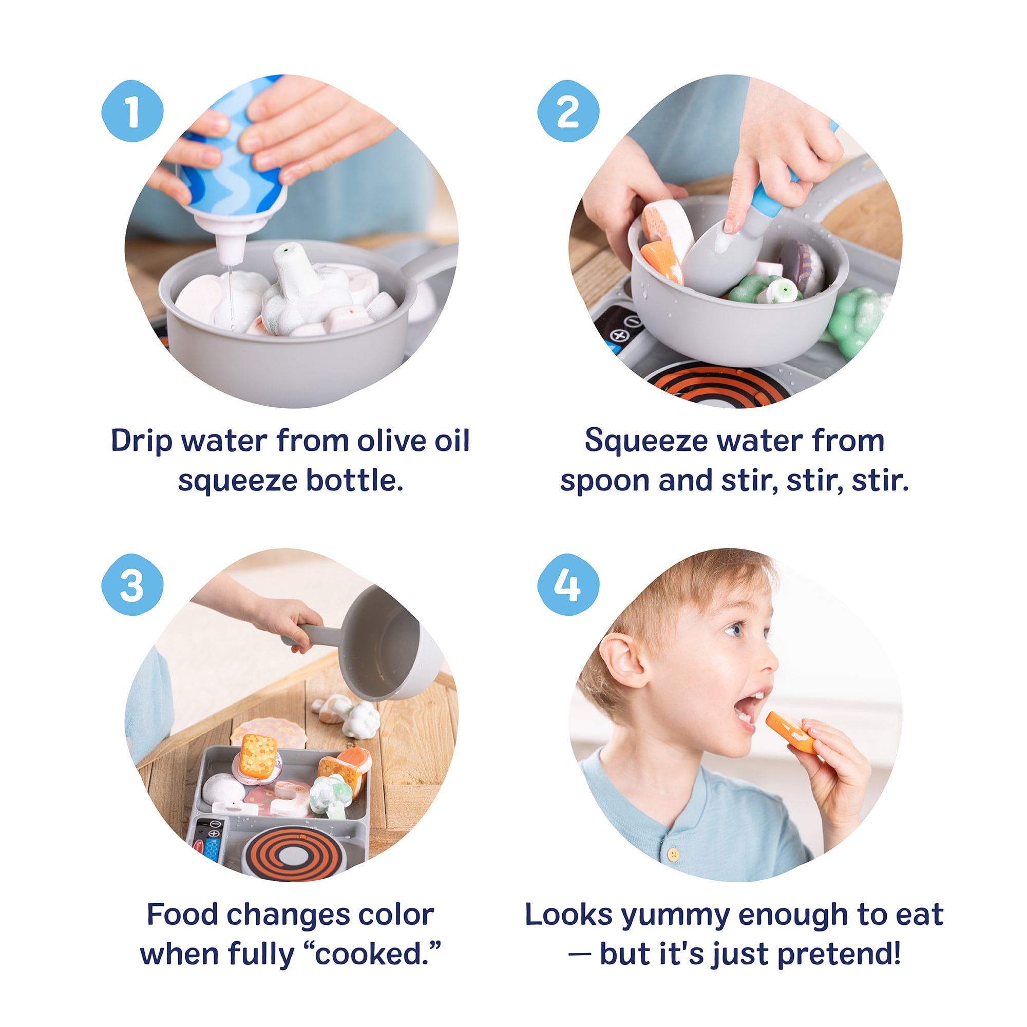 Melissa & Doug Simmer & Stir Stovetop Play Set with Water WOW!® Color Changing Play Food Preschool Toy Ages 3+