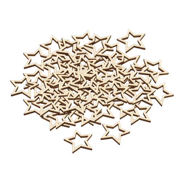 100 piezas de estrellas huecas de madera sin terminar, adornos de madera, formas de estrellas para 3 cm