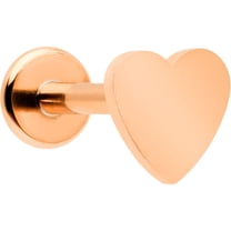 Body Candy 16G PVD Stainless Steel Rosy Heart Internal Thread Labret Top Ear Cartilage Tragus Piercing 5/16