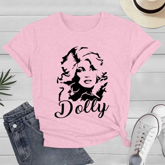 Women Dolly Country Music Legend Shirts Retro T Shirts Graphic Tee Short Sleeve Crewneck Vintage Loose Fit Casual Shirt Top