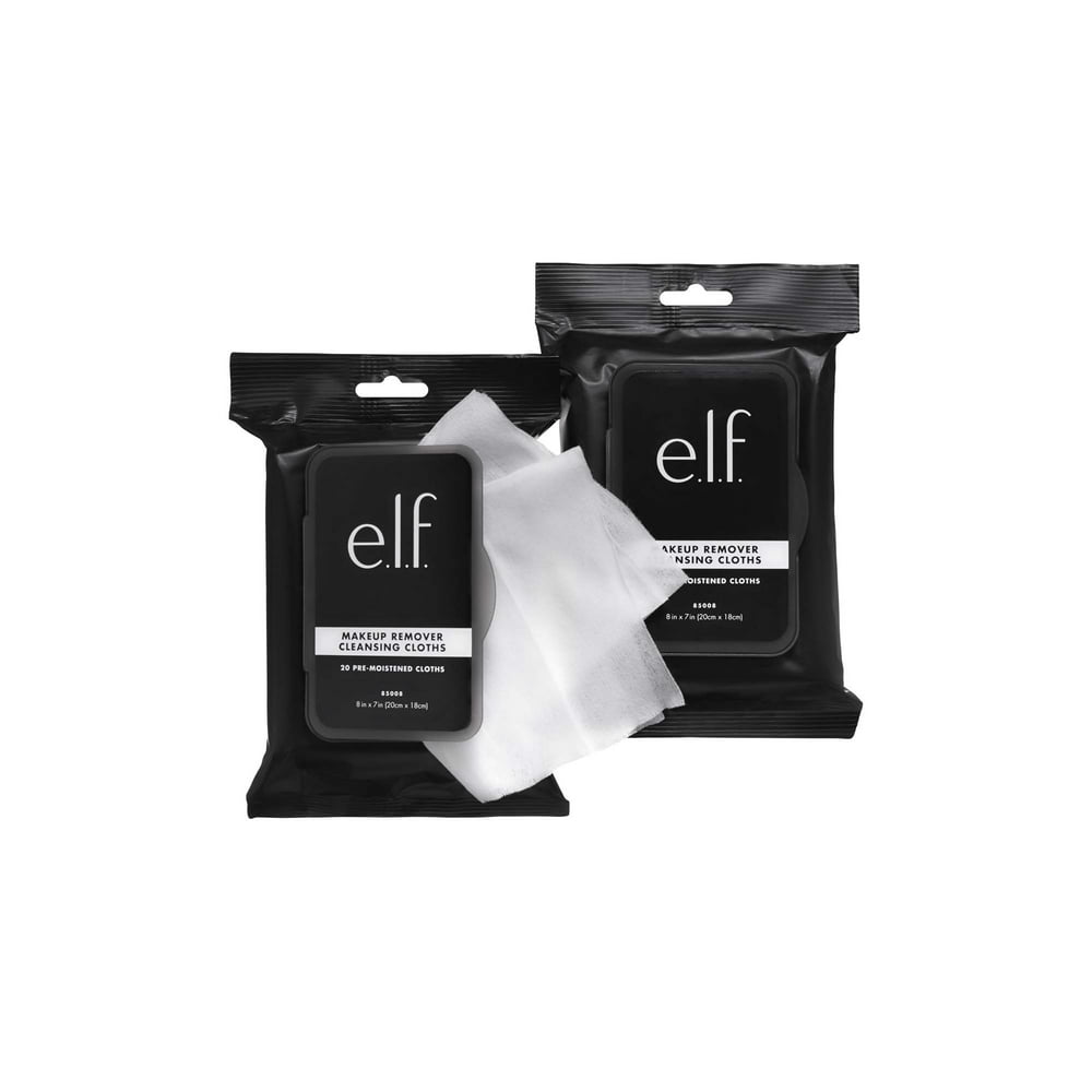 (2 pack) e.l.f. Makeup Remover Cleansing Cloths 2 Pack, 20 Count Per