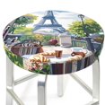 thumbnail image 3 of Zufioo Parisian Cafe With Eiffel Print Round Bar Chair Cushion Cover, Elastic Round Stool Protector, Dustproof and Non-slip Bar Kitchen Restaurant Chair Mat-12 inch, 3 of 7