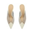 thumbnail image 3 of SCHUTZ Womens Beige Transparent Studded Greece Pointed Toe Stiletto Slip On Dress Heeled Mules Shoes 7.5, 3 of 4