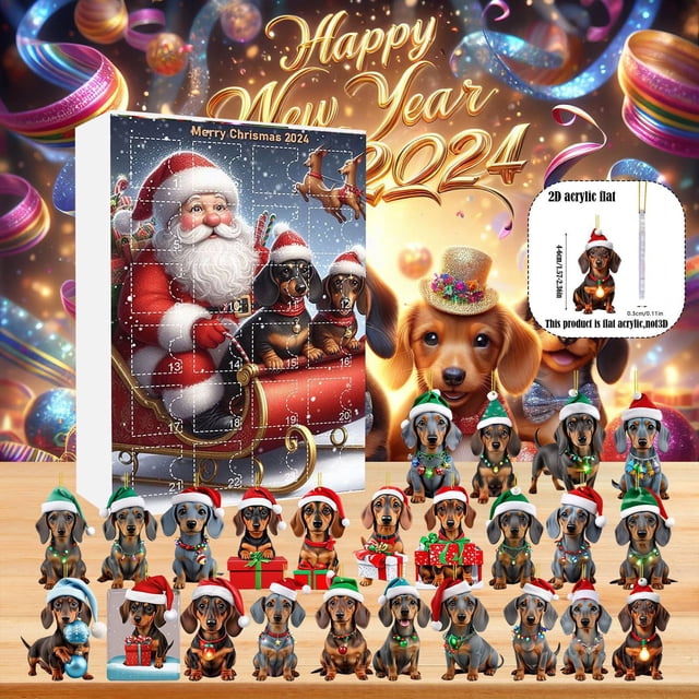 Calendario de cuenta regresiva para Navidad, 24 colgantes de salchichas, adornos festivos para el árbol de Navidad.