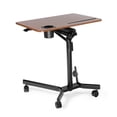 thumbnail image 2 of Seville Classics Height Adjustable Sitting Mobile Laptop Desk Cart Ergonomic Table, Flat，Walnut, 2 of 7