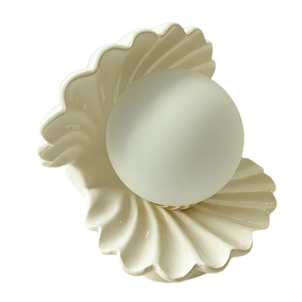 Lámpara de cerámica Yuyangstore Luz de noche Shell Pearl Beige