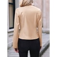 thumbnail image 5 of Women'S Plus Size PU Leather Jacket Zip Up Crew Neck Long Sleeve Jacket Outerwear Apricot Color S, 5 of 9