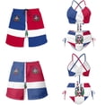 thumbnail image 6 of XYZCANDO Men and Women Matching Swimsuits Beach Outfits for Couples High Waisted Bikini Sets Swim Trunks Hawaiian Outfits Couple Beach Vacation Swimwear Resort Wear, Flag of the Dominican Republic, 6 of 6