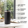 thumbnail image 3 of Ozark Trail 22oz Ceramic Lined Stainless Steel Insulated Coffee Mug with Magnetic Tritan Transparent Slider Lid, Black, 3 of 10