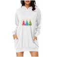 thumbnail image 1 of Pisexur Robes pour Femmes Imprimé Arbre de Noël Sweat à Capuche Robe de Soirée Décontractée Manches Longues Mini Robes de Vacances d'Automne pour Femmes avec Poches, 1 of 4