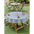 thumbnail image 5 of Outdoor Tablecloth with Umbrella Hole Zipper Blue Striped Round Tablecloth 54" Waterproof Outside Table Cloth Modern Simple Farmhouse Beige Vintage Patio Table Cover Tablecloths for Picnic Party, 5 of 8