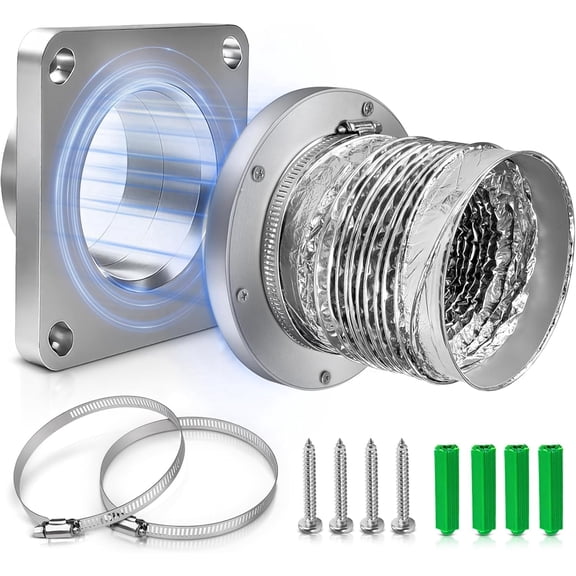 Magnetic Dryer Vent Coupler with 4 inch Hose，Magnetic Dryer Vent Coupling for Connection and Disconnection,Magnetic Dryer Vent Connector Kit Strong Magnetic Self-connection(silver）