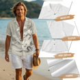 thumbnail image 3 of Tsovthrid Butterfly Magnolia Flower Print Cotton Linen Matching Outfits for Couples, Women's Crewneck Dress or Men's Button Up Shirt for Luau Holiday Party, 3XL, 3 of 7