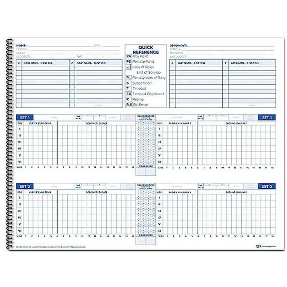 Volleyball Scorebook – 24 Match Spiral Volleyball Scorebook with Season Totals and Team Roster Sheet – Premium Paper Volleyball Score Sheet for Rally Scoring and Detailed Instructions