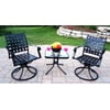 3 Pc Swivel Chat Table Set in Black - Web